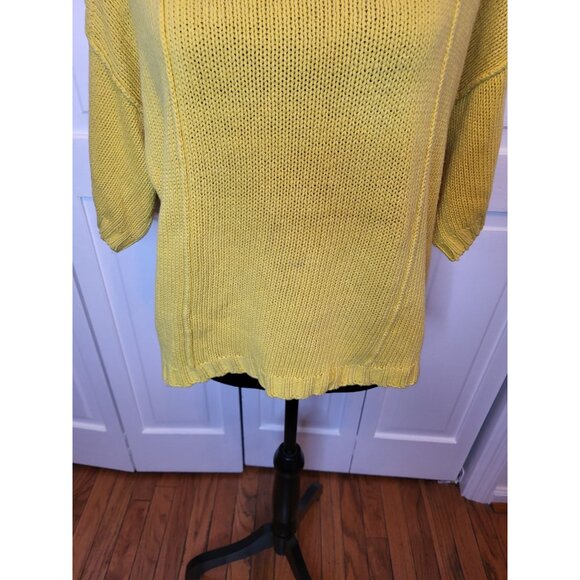 Vintage 80s/90's Yellow Chaus Boatneck Sweater Oversized L Minimalist  Simple - Picture 5 of 7